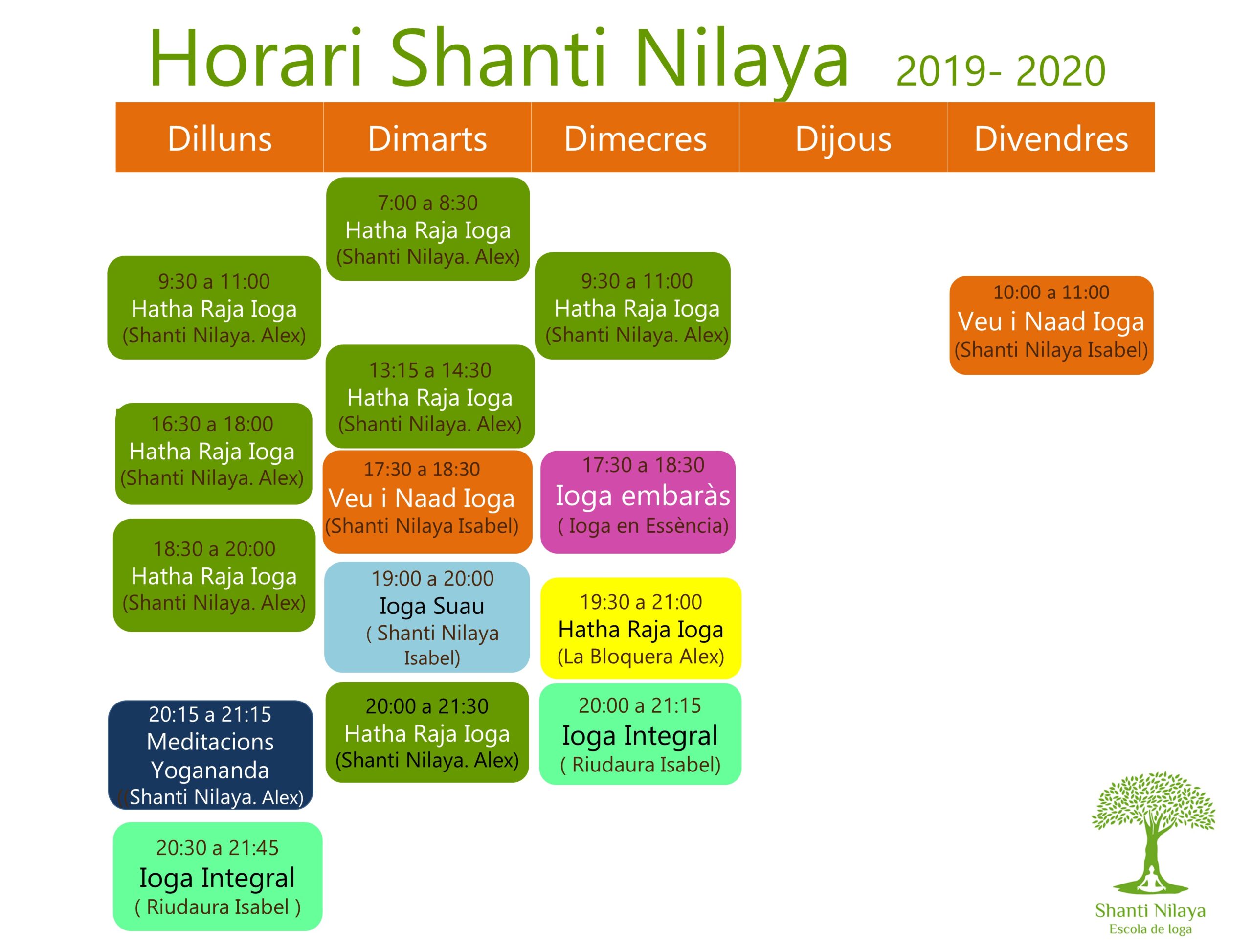 HorARI CURS 2019- 2020